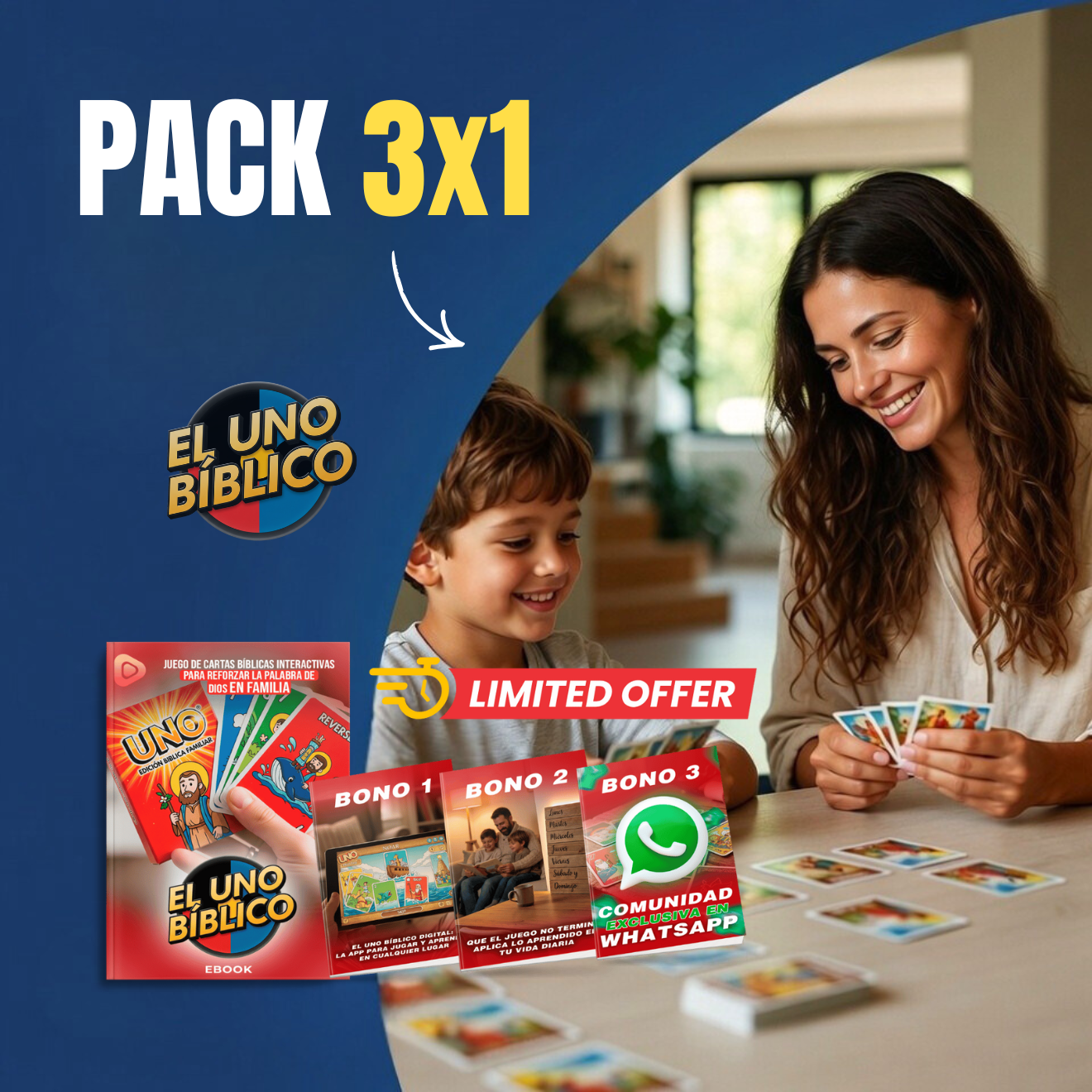EL UNO BÍBLICO – JUEGO CRISTIANO FAMILIAR HOY PACK COMPLETO + BONOS INCLUIDOS 🎁